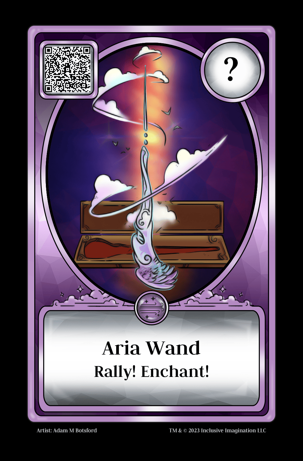 A conductor's baton with a feather-carved, wooden handle floats upward as clouds twirls and birds sing around it. The very light of the sun permeates about it as an aura. 