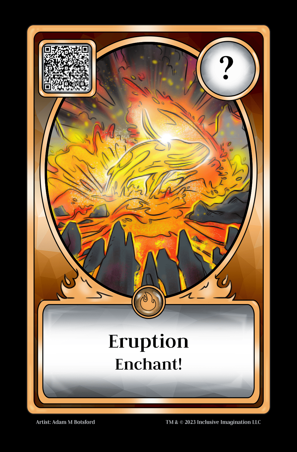 The cone of a black mountain violently erupts taking the shape of a volcanic, breaching whale. 