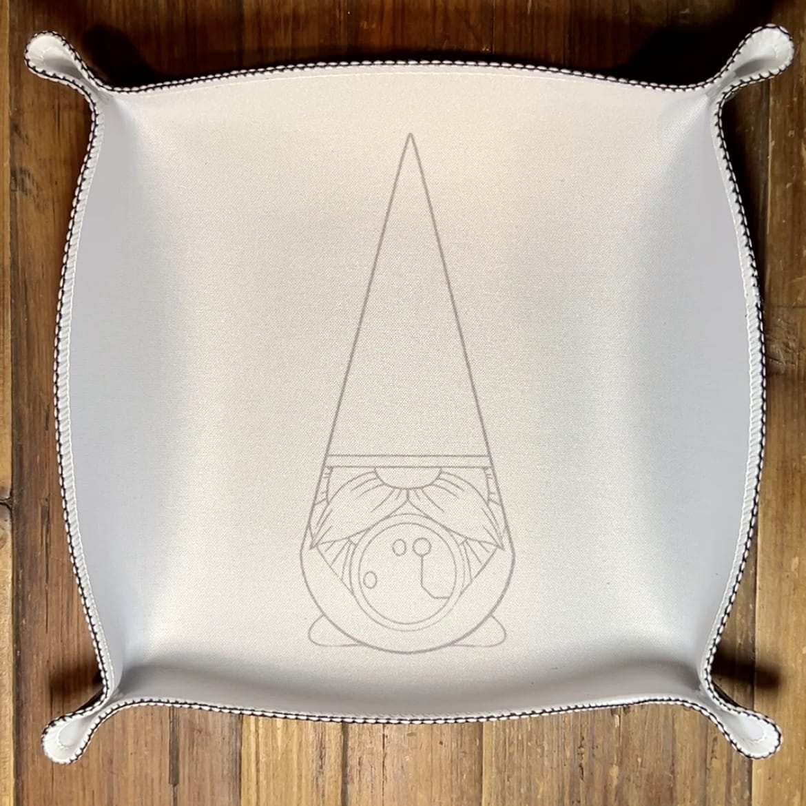 Square Dice Tray | White with Silver Logo