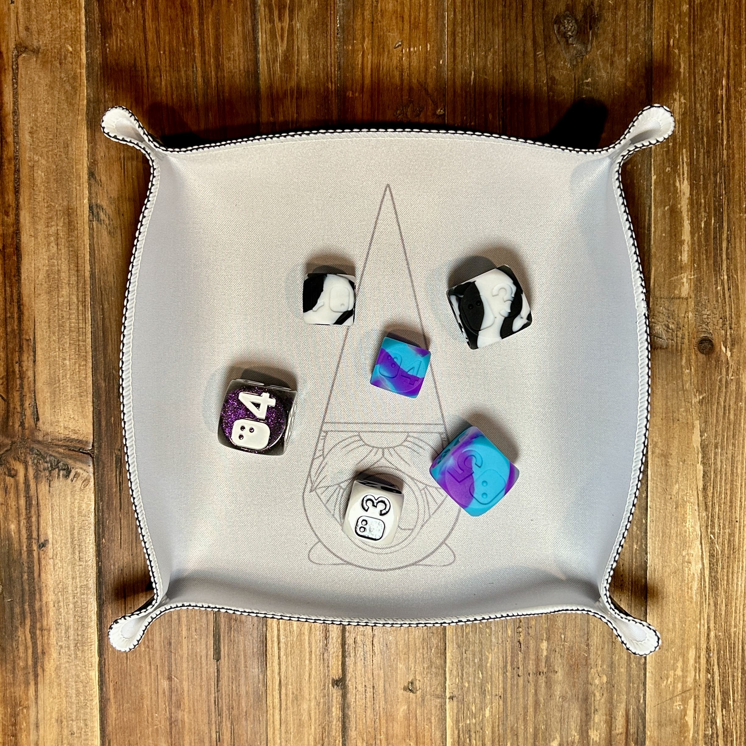 Square Dice Tray | White with Silver Logo - Image 3