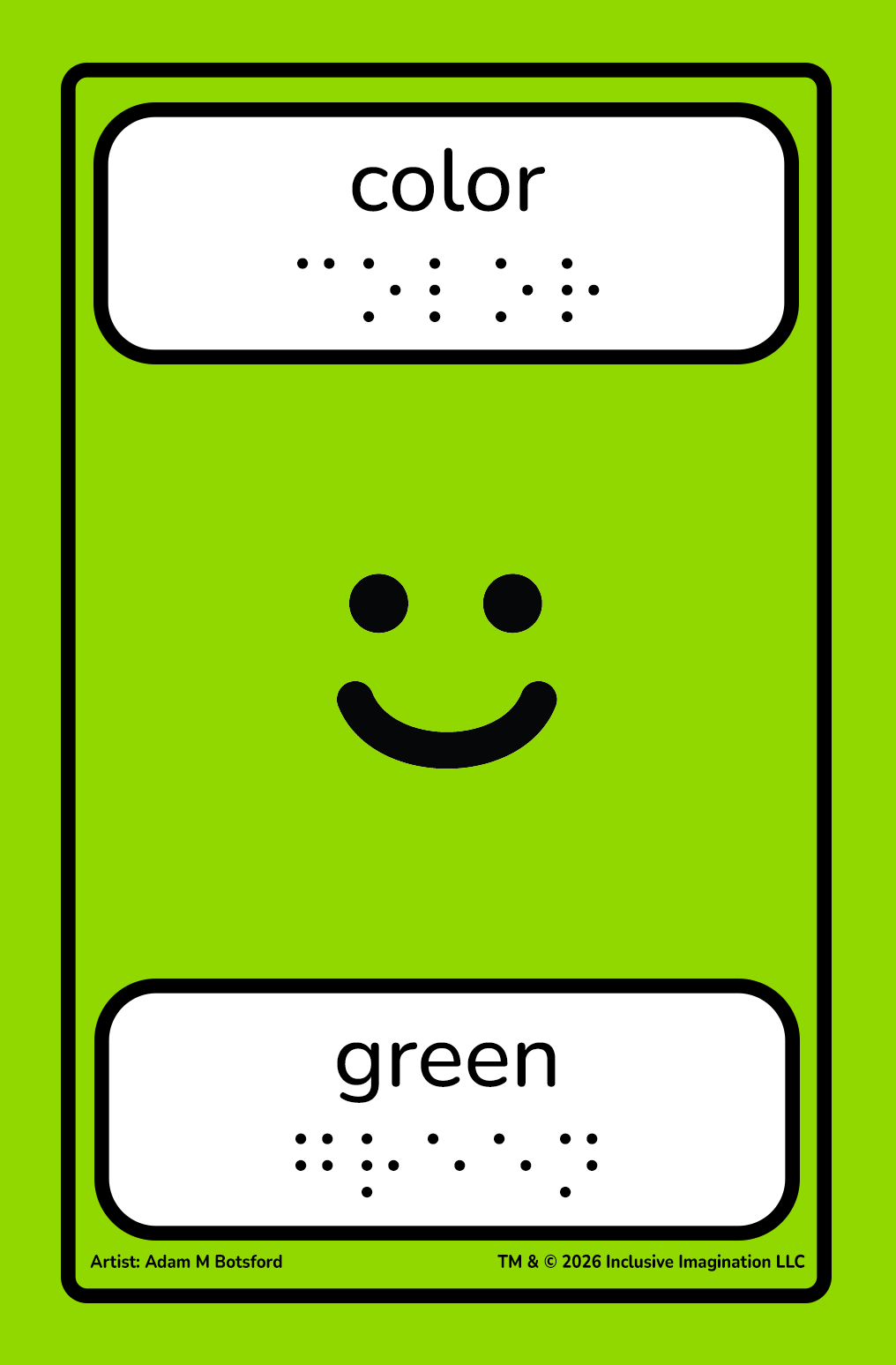 Green Color Card with Basic Smiley Illustration