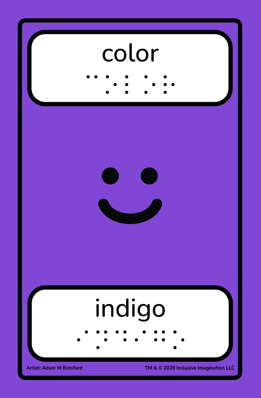 Indigo Color Card with Basic Smiley Illustration