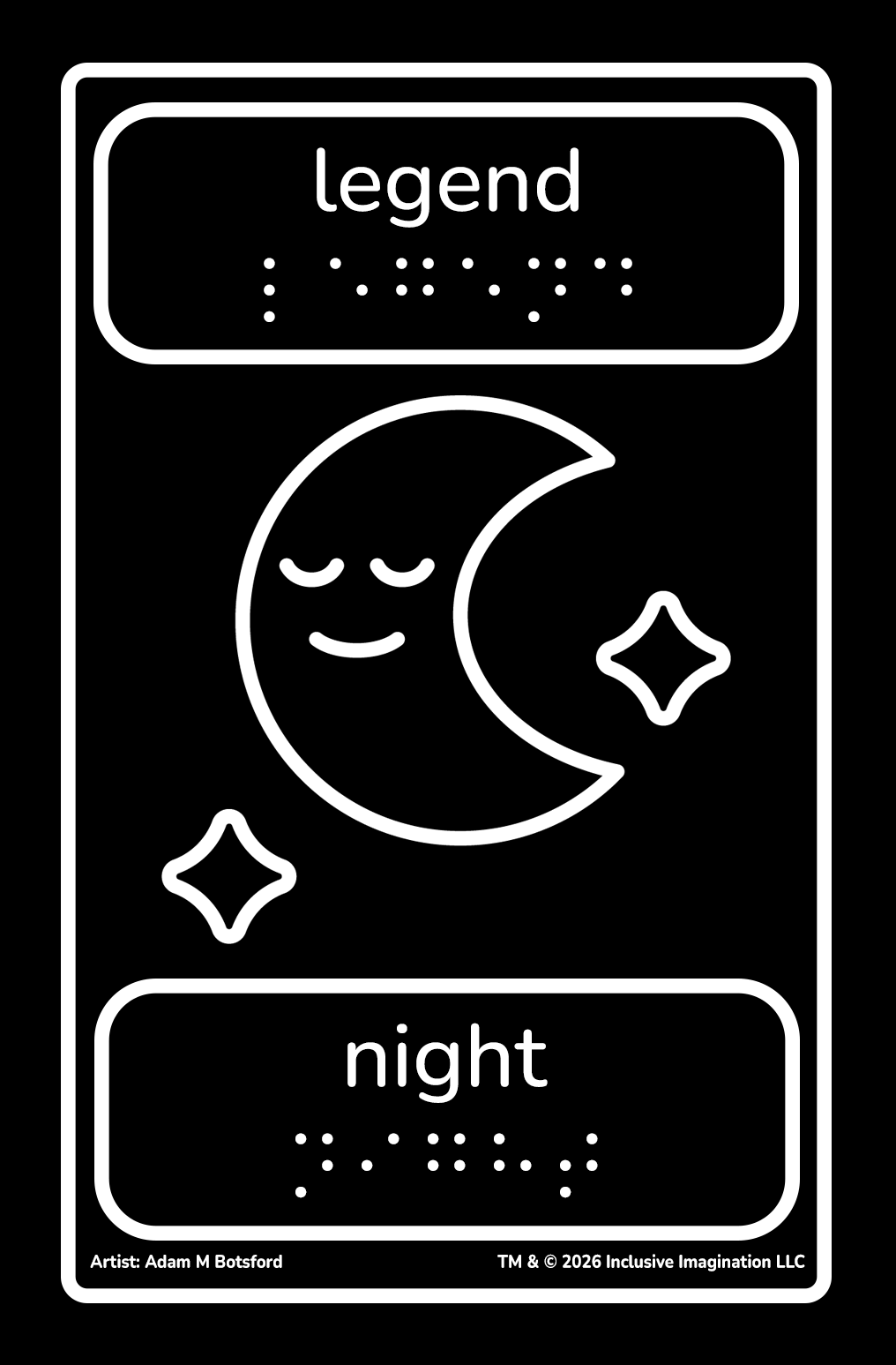 Night Legend Combo Card with Happy/Sleepy Moon Illustration