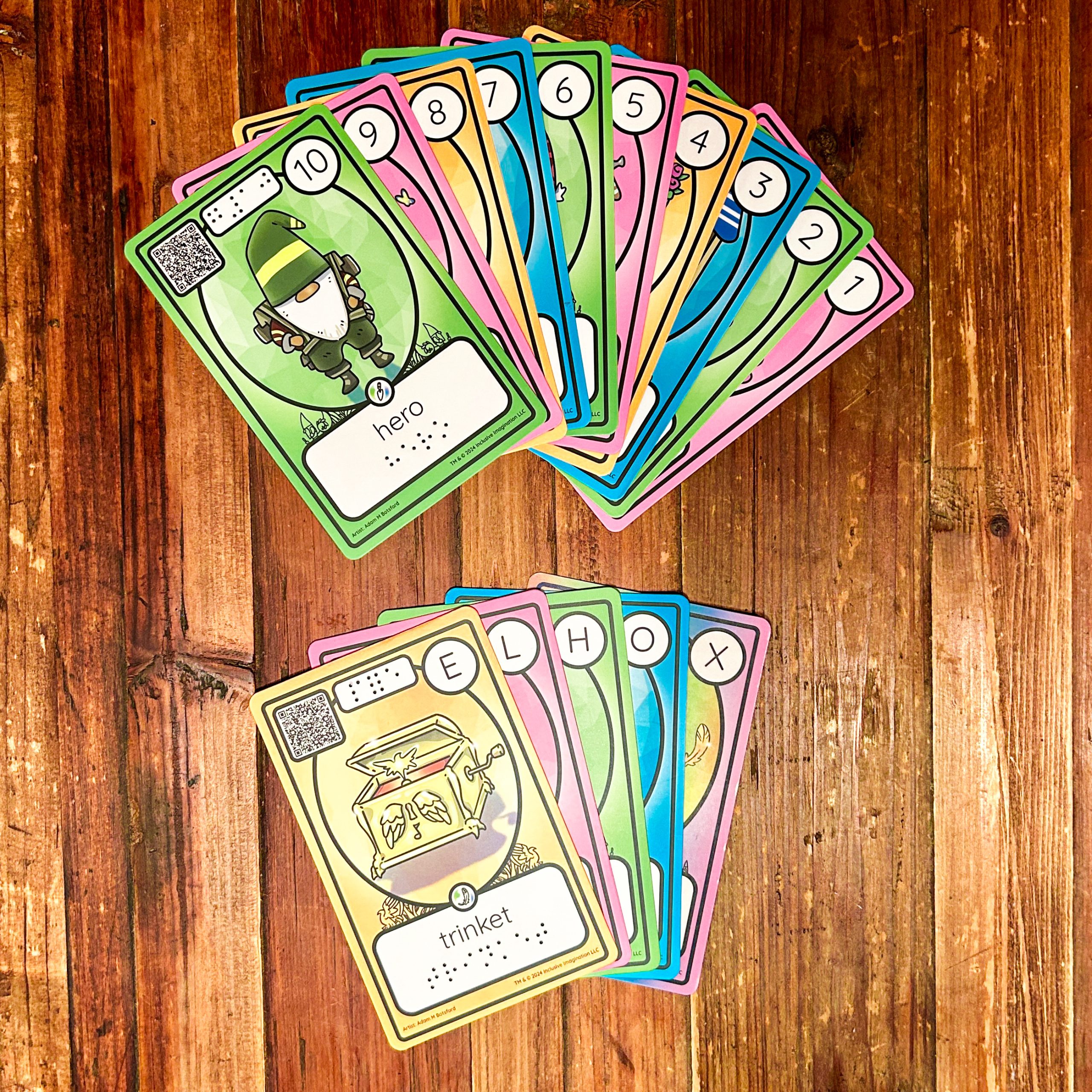 Enchant Card Array with Power Levels 1 through 10 and Letters E, H, L, O, and X